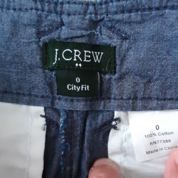 J. Crew City Fit Belted Chambray Shorts size 0 - Picture 5 of 8